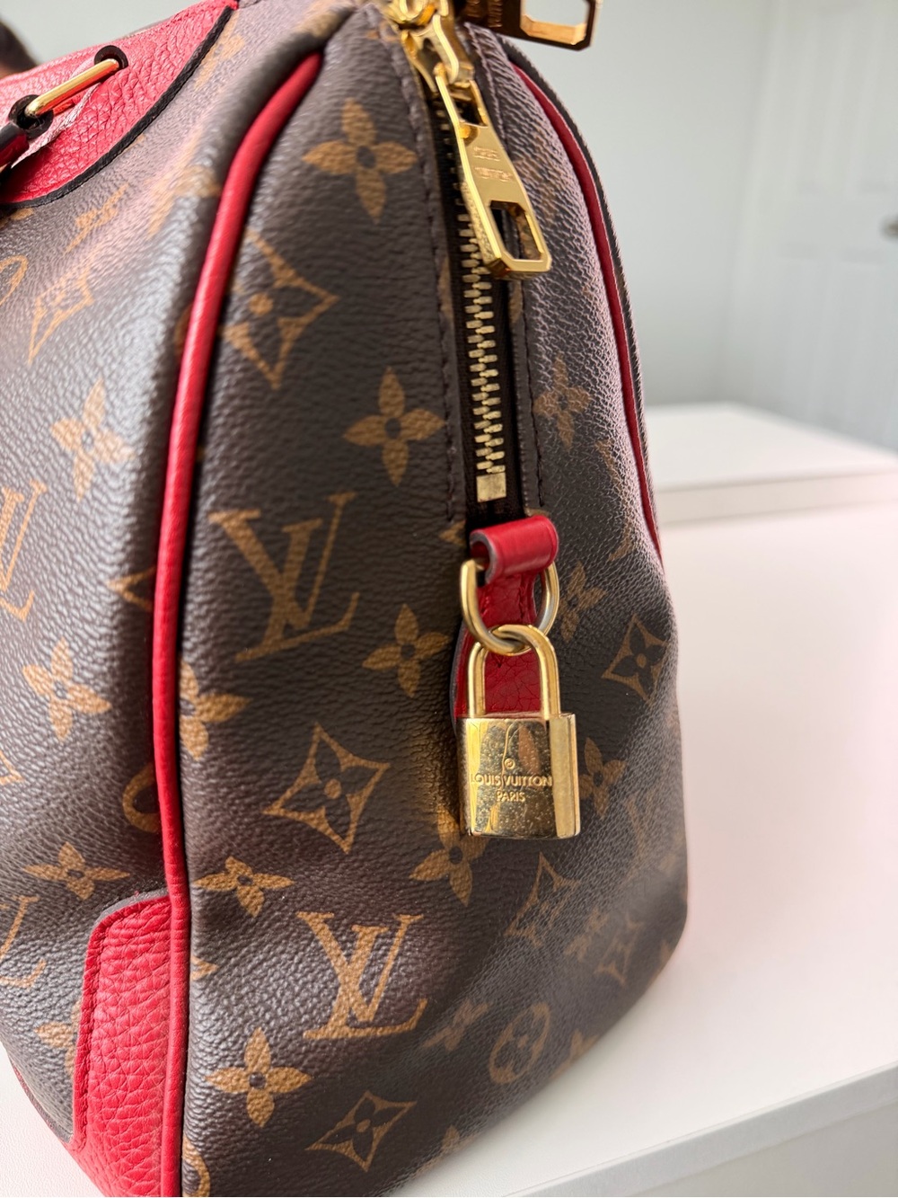 Louis Vuitton Retiro NM Monogram Canvas Coquelicot Red Satchel Bag w/ Lock Keys - Picture 3 of 11
